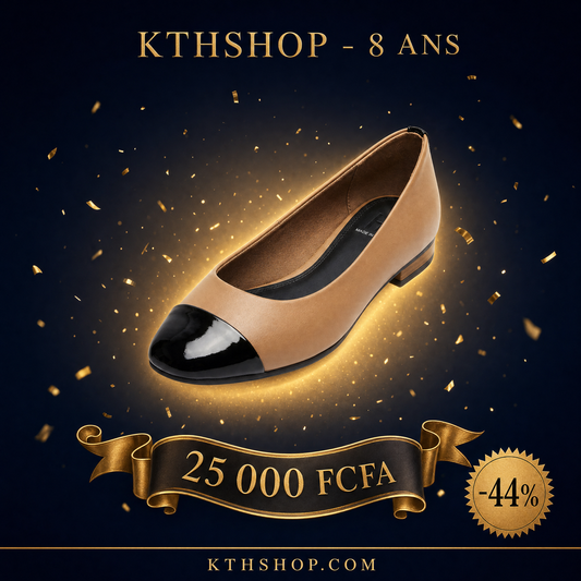 KTHSHOP 8 ans — Ballerine marron à bout noir à 25 000 FCFA