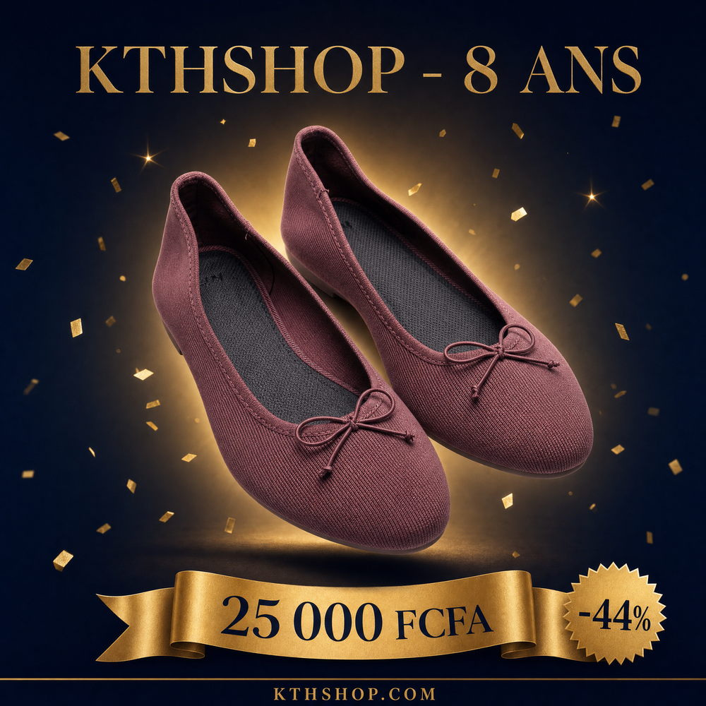 KTHSHOP 8 ans — Ballerines en maille bordeaux avec nœud à 25 000 FCFA