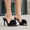 Mule Zara noire à pompon