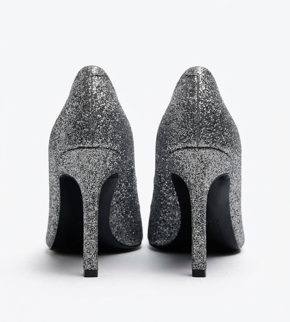 Escarpins Zara argentés à paillettes
