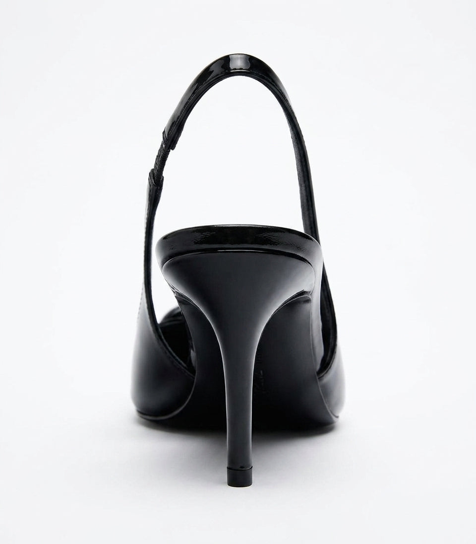 Slingback à bout pointu noir Zara