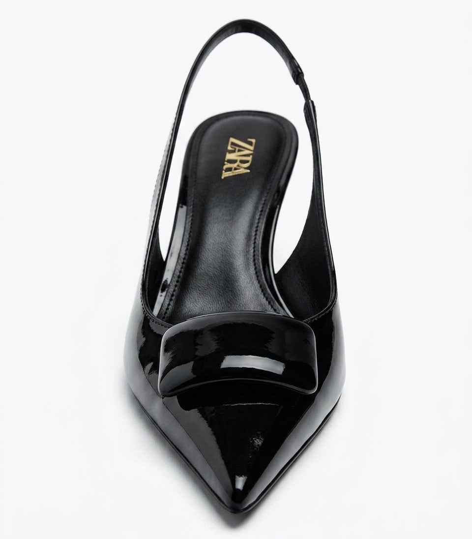Slingback à bout pointu noir Zara