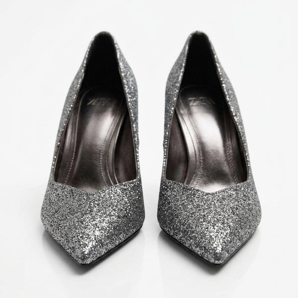 Escarpins Zara argentés à paillettes