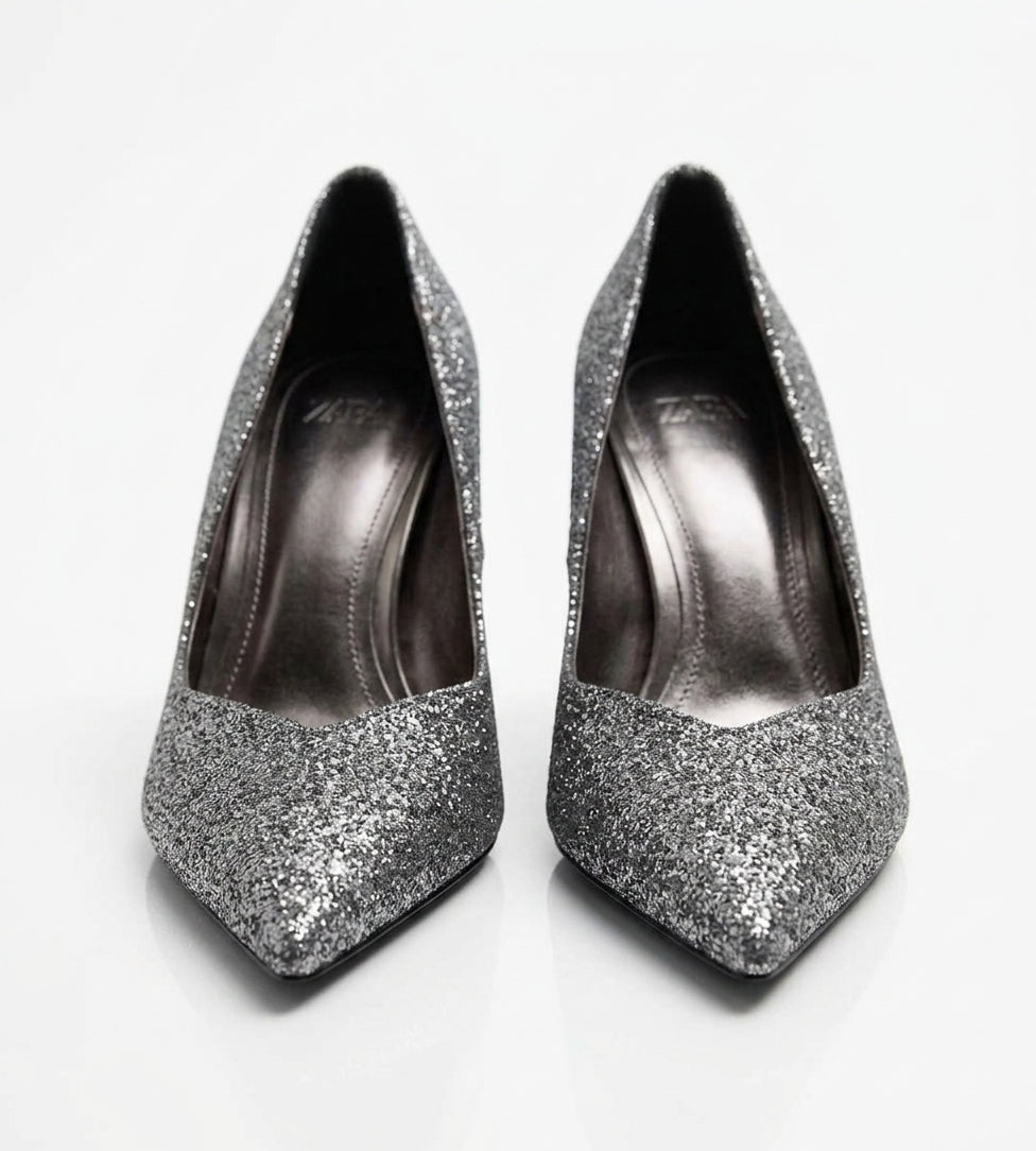 Escarpins Zara argentés à paillettes