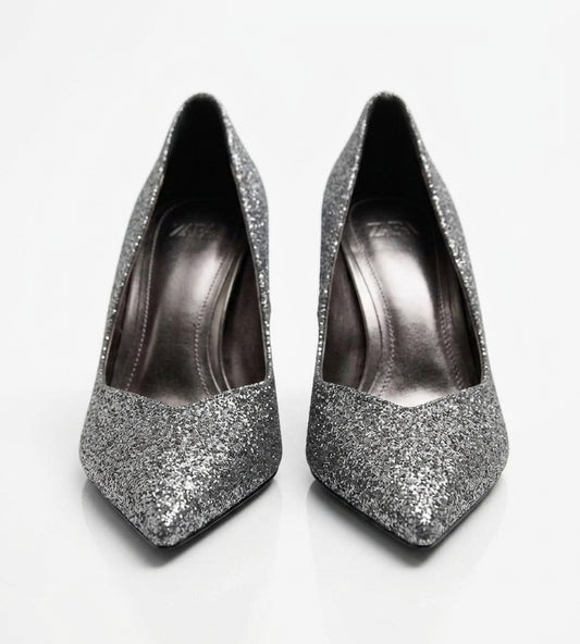 Escarpins Zara argentés à paillettes