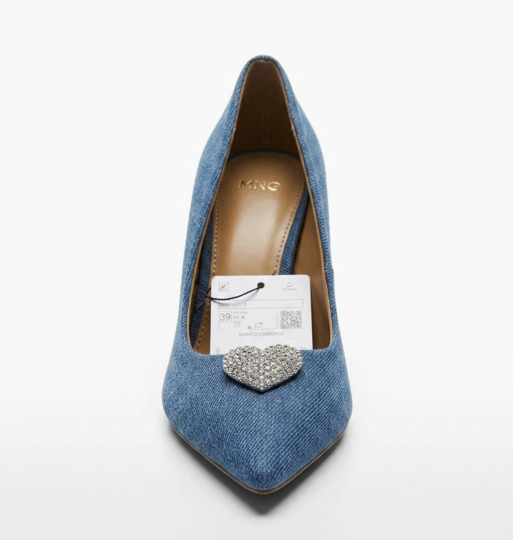 Escarpins Mango en denim avec cœur en strass
