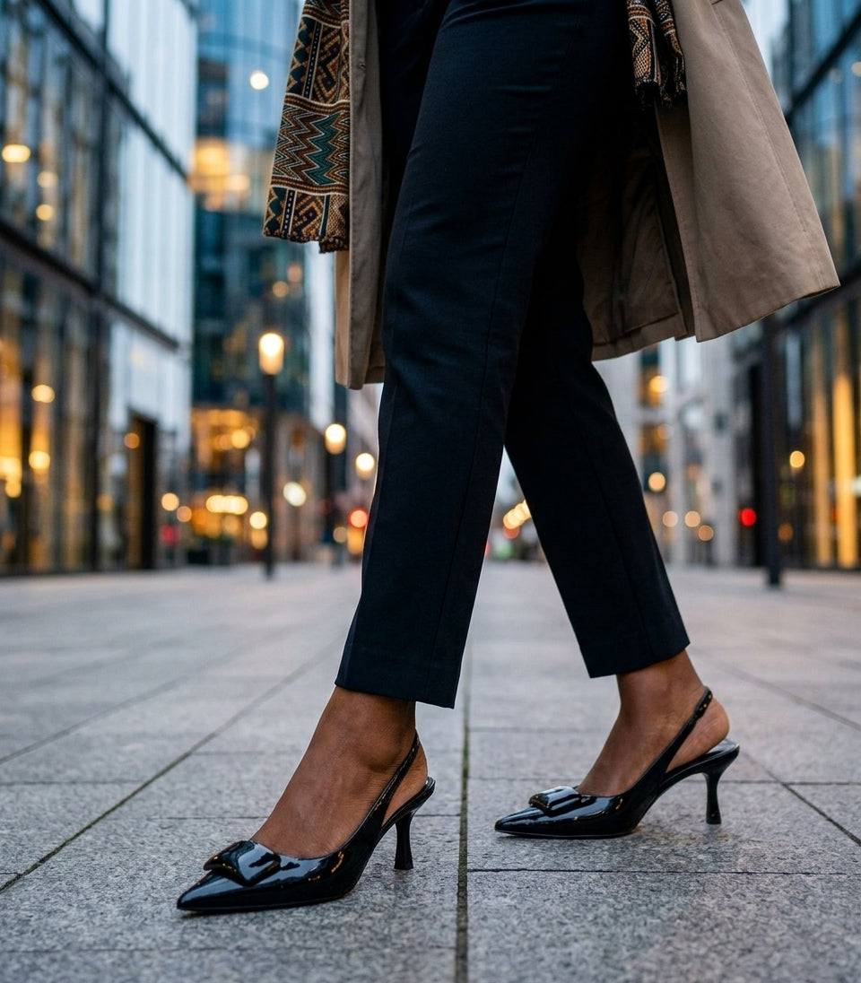 Slingback à bout pointu noir Zara