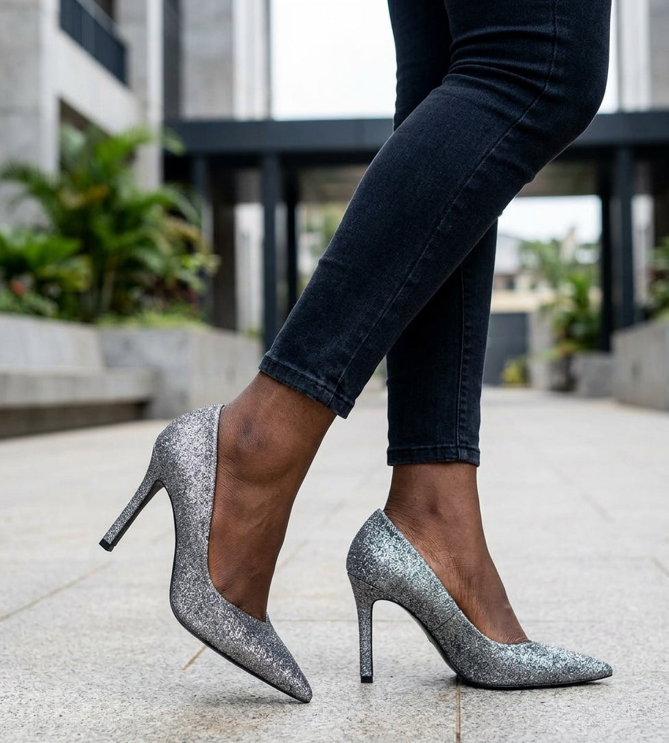Escarpins Zara argentés à paillettes