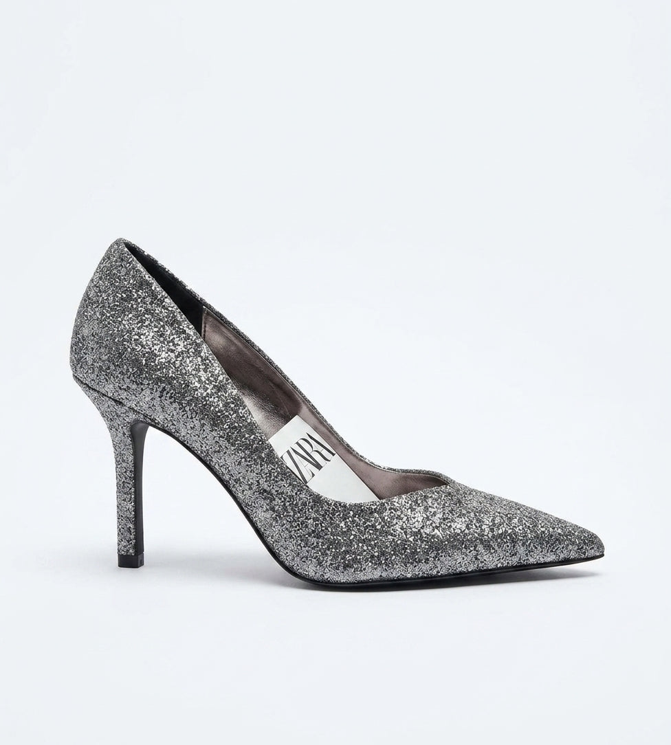 Escarpins Zara argentés à paillettes