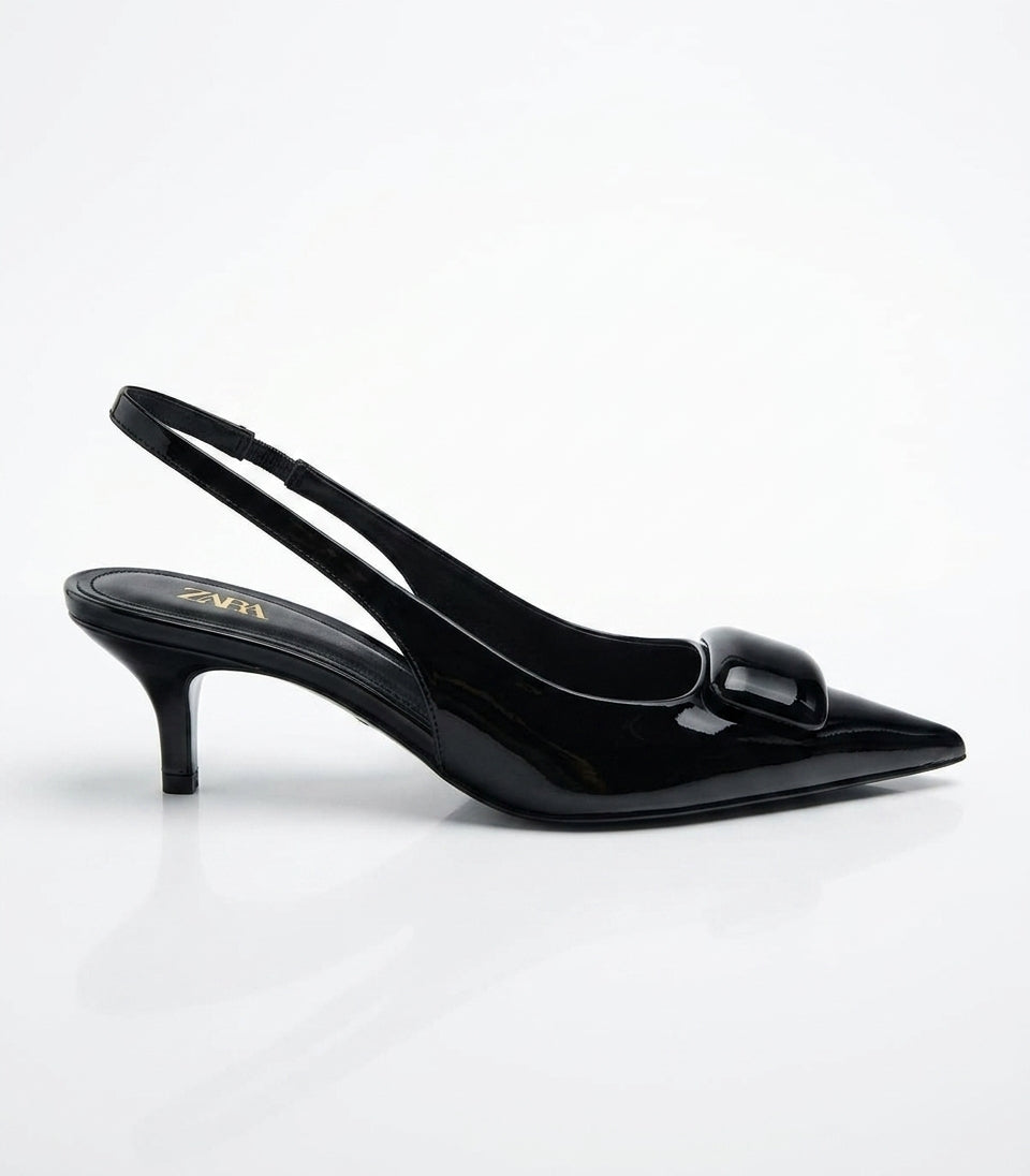 Slingback à bout pointu noir Zara