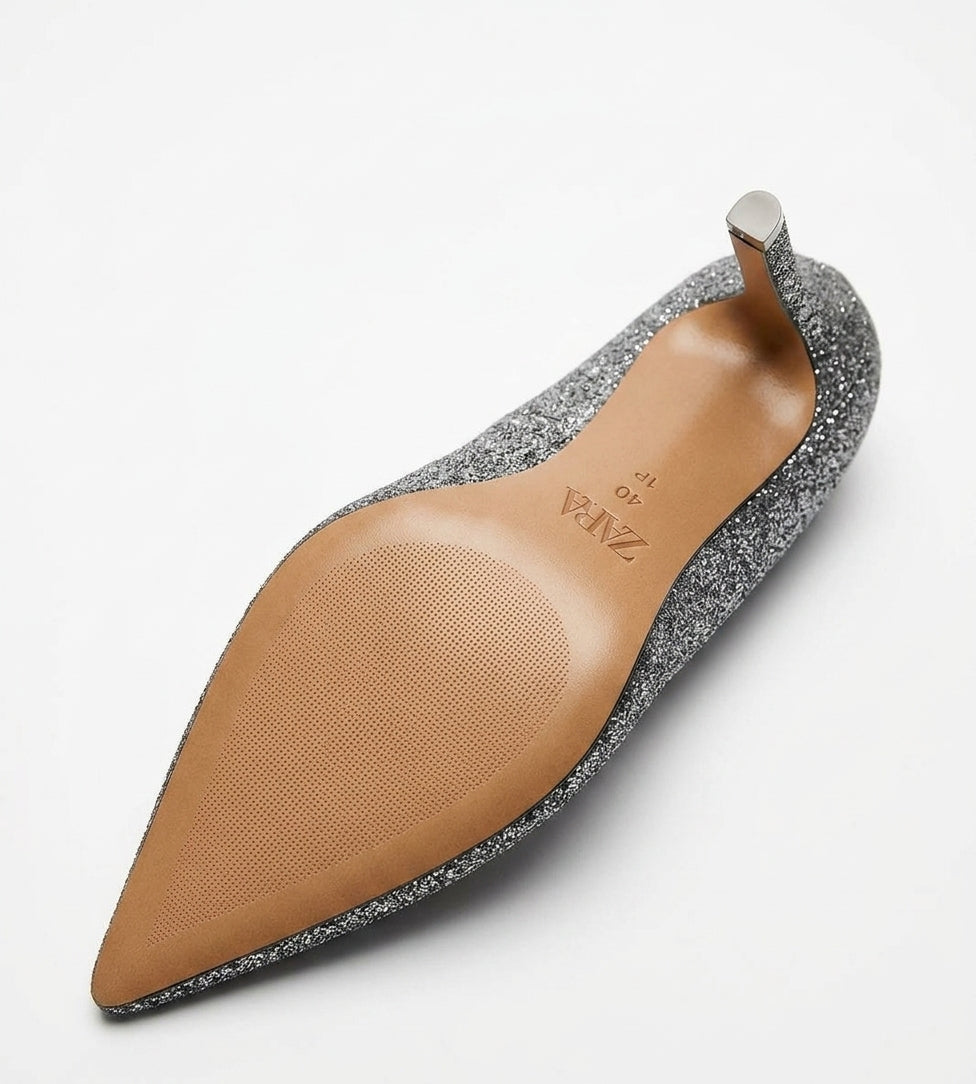 Escarpins Zara argentés à paillettes