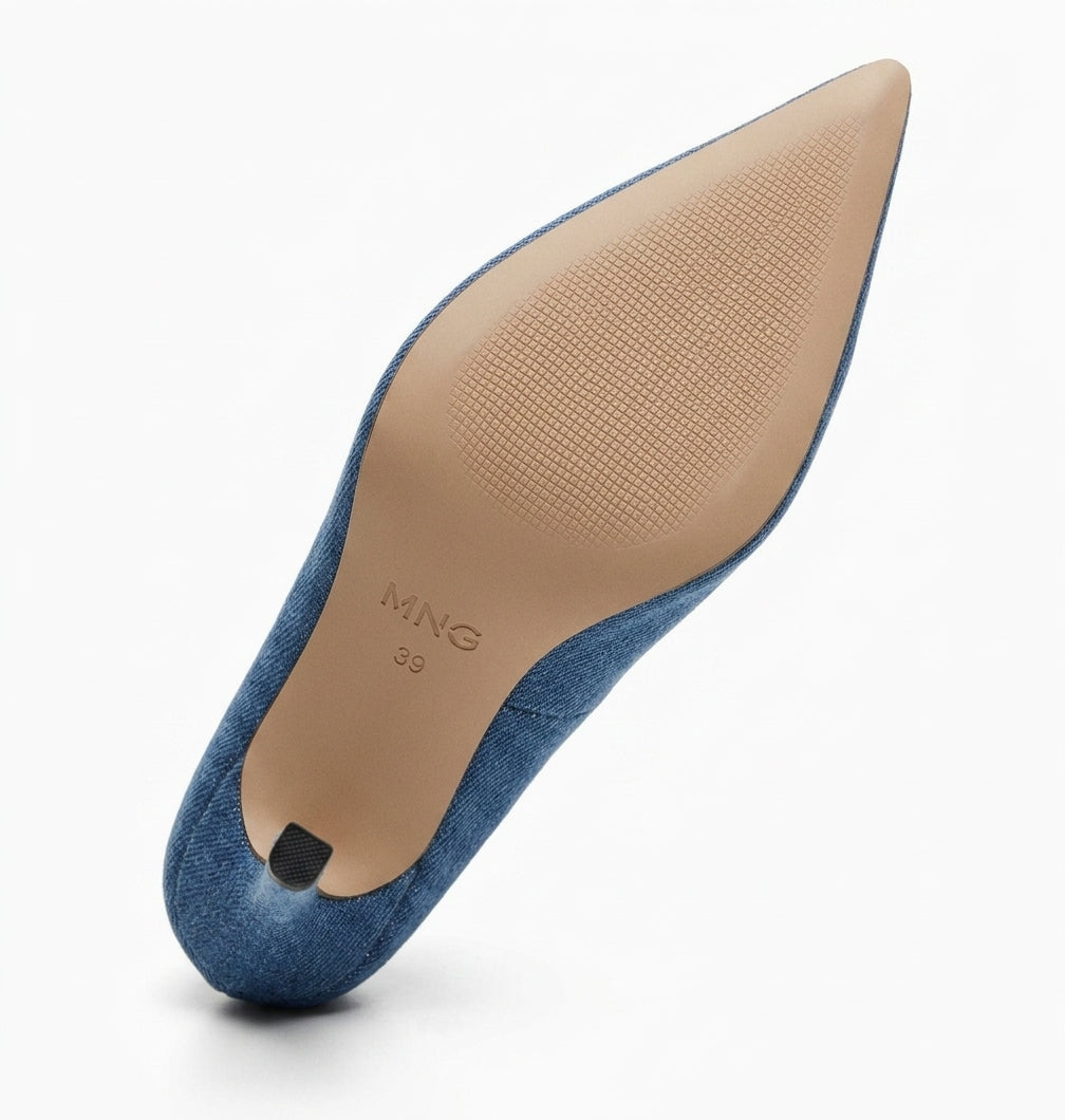 Escarpins Mango en denim avec cœur en strass