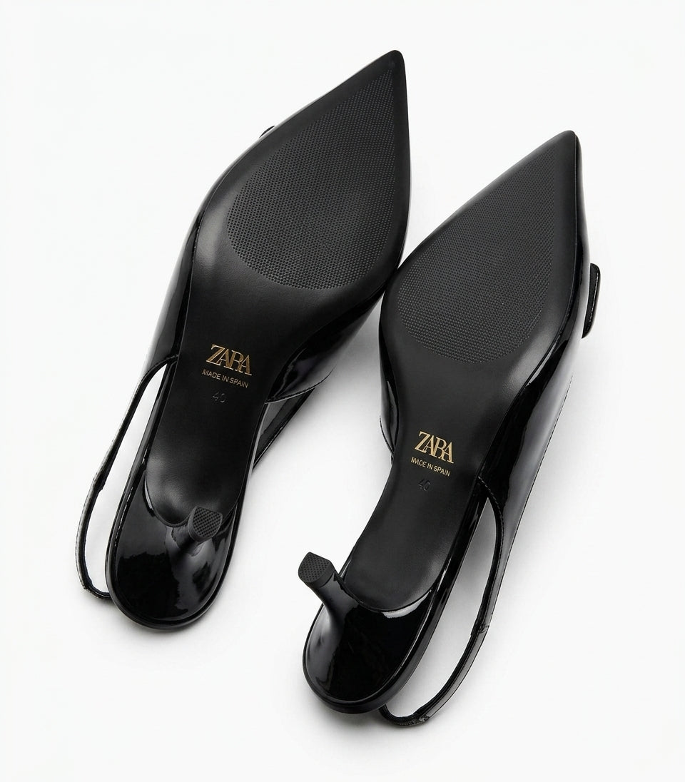 Slingback à bout pointu noir Zara