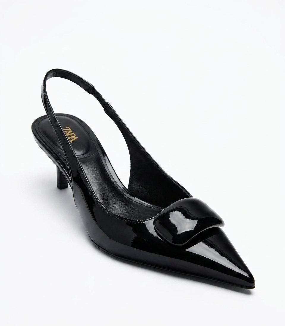 Slingback à bout pointu noir Zara
