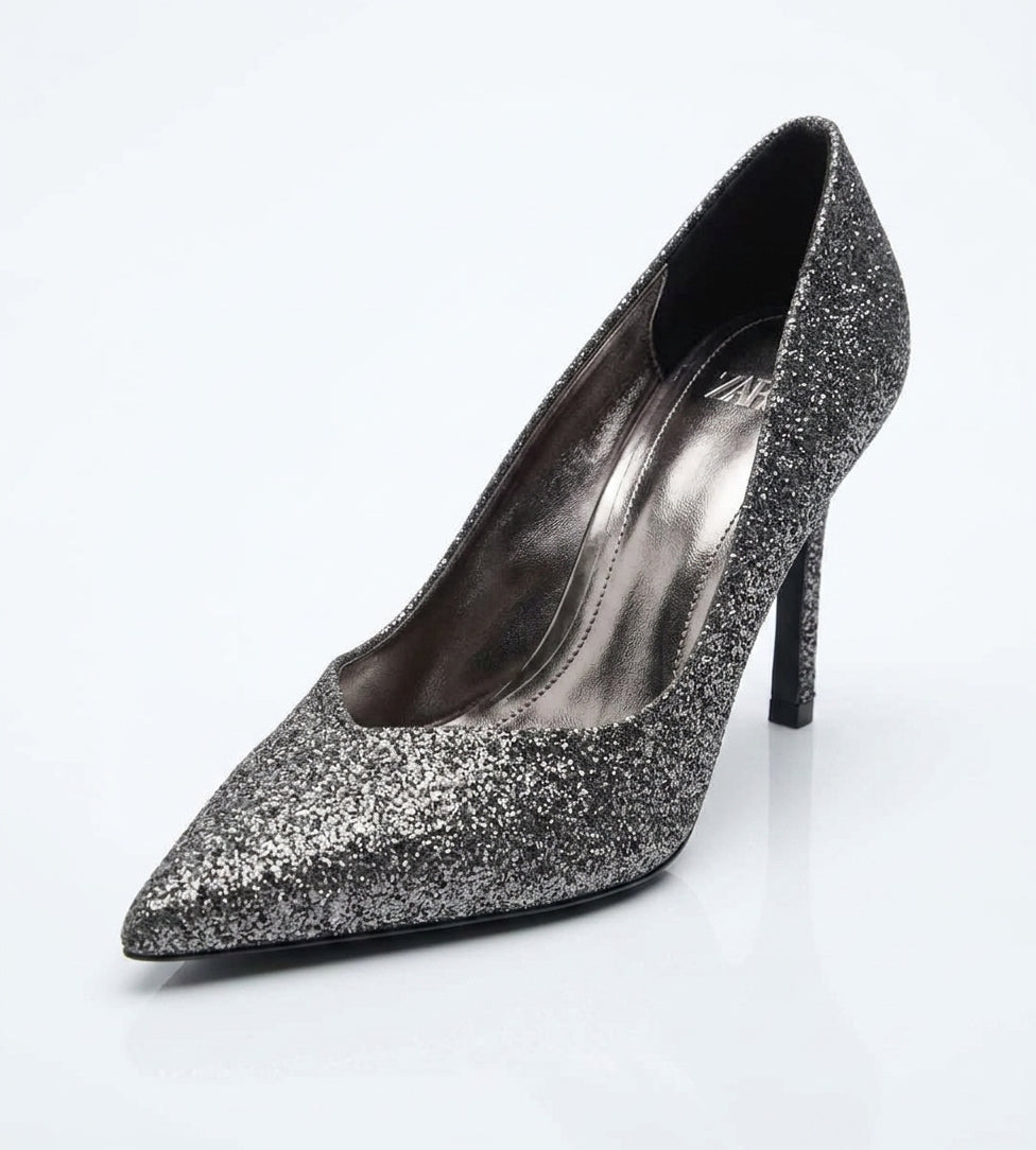 Escarpins Zara argentés à paillettes