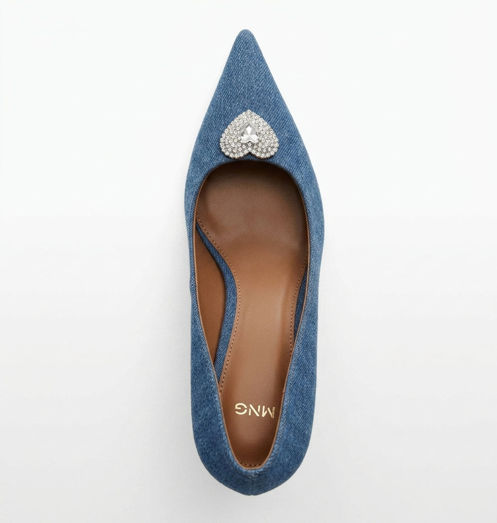 Escarpins Mango en denim avec cœur en strass