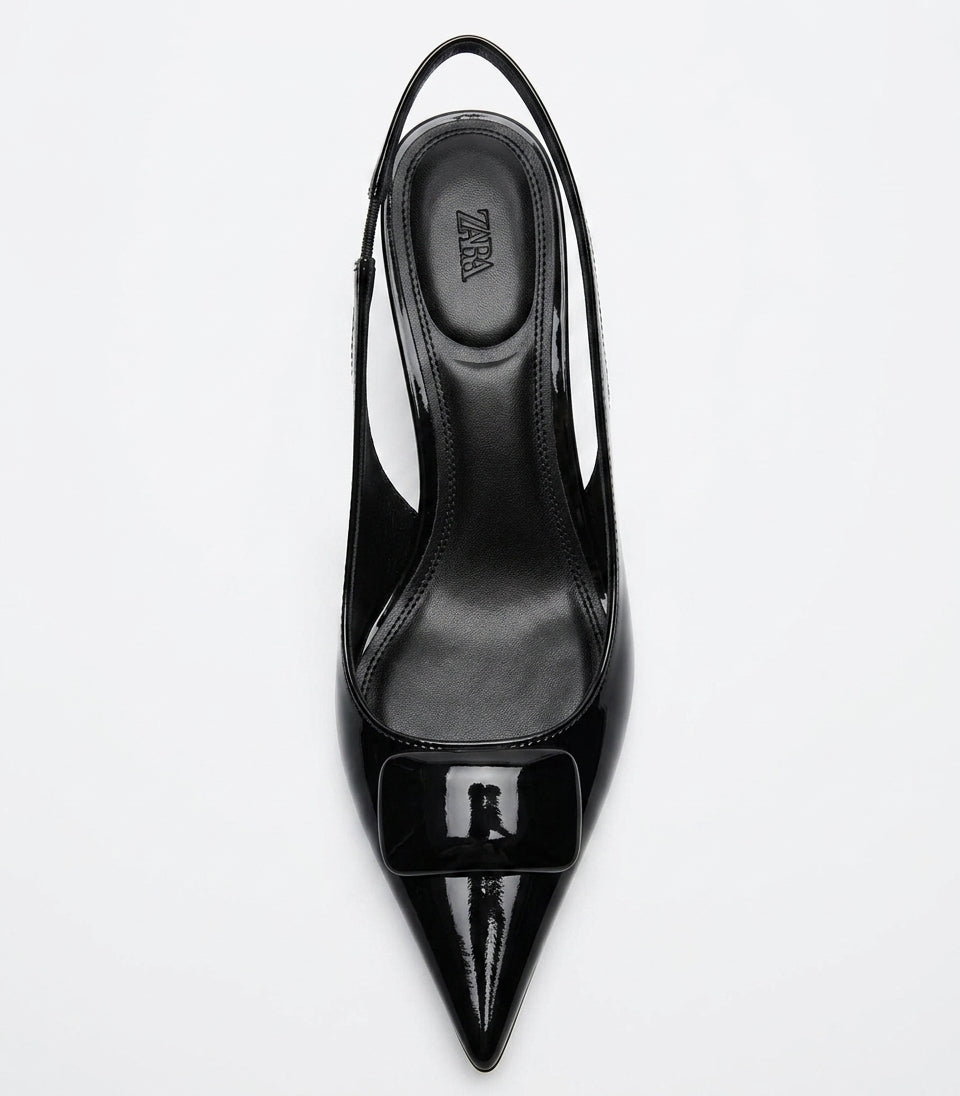 Slingback à bout pointu noir Zara