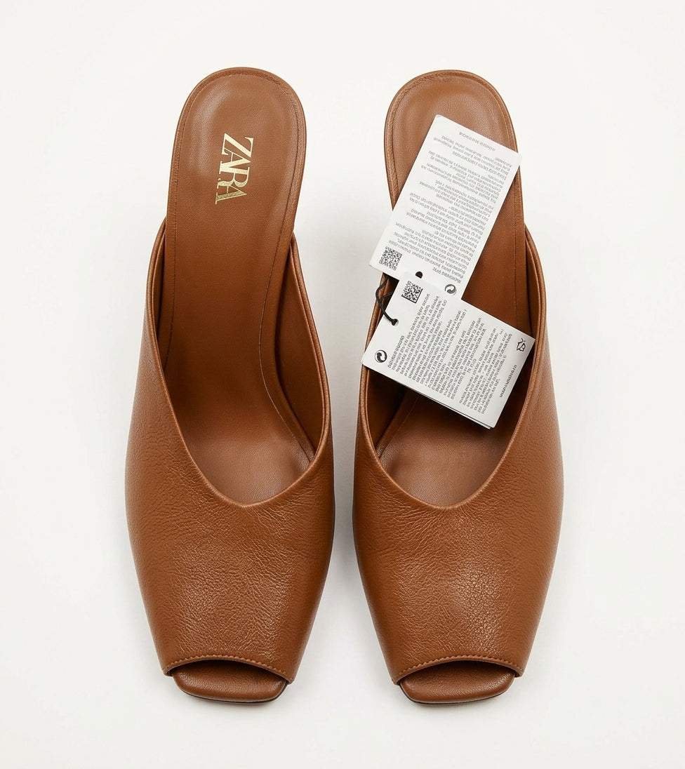 Mule à talon marron Zara