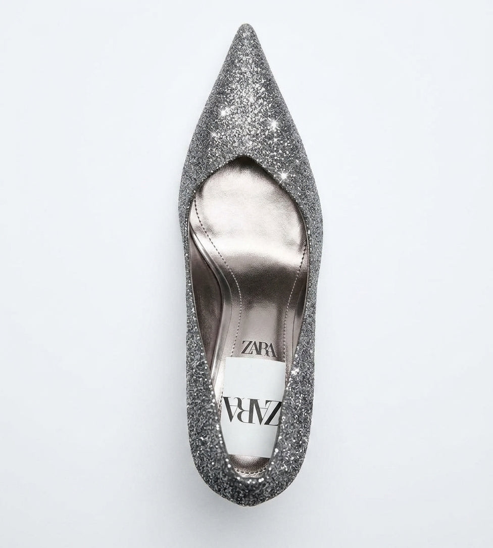 Escarpins Zara argentés à paillettes