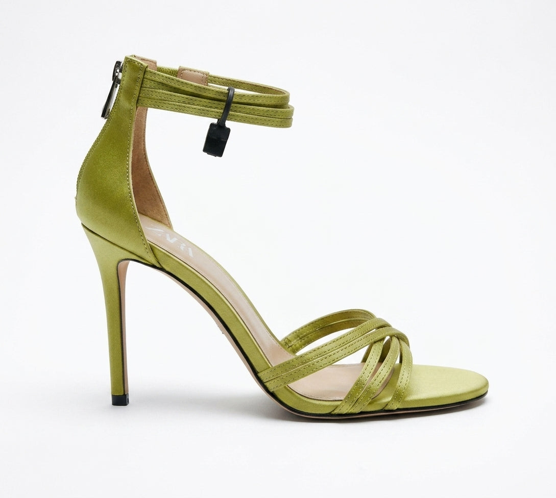 Sandale à talons verte à lanières