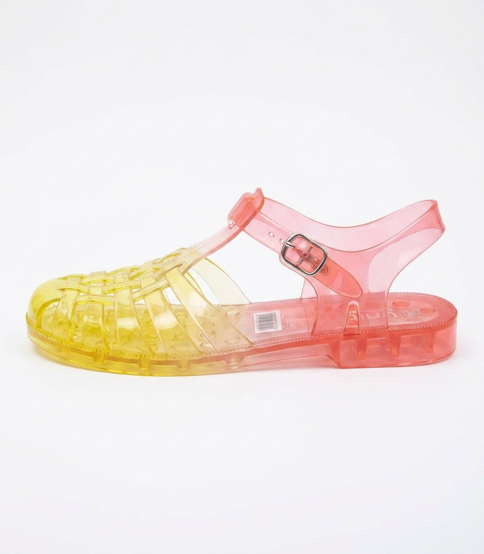 Sandales jelly dégradé rose et jaune