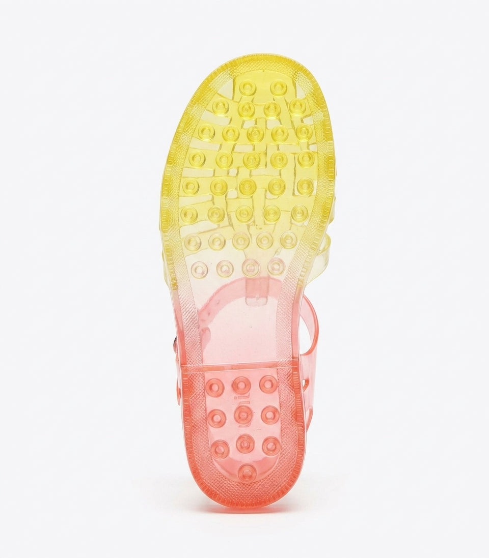 Sandales jelly dégradé rose et jaune
