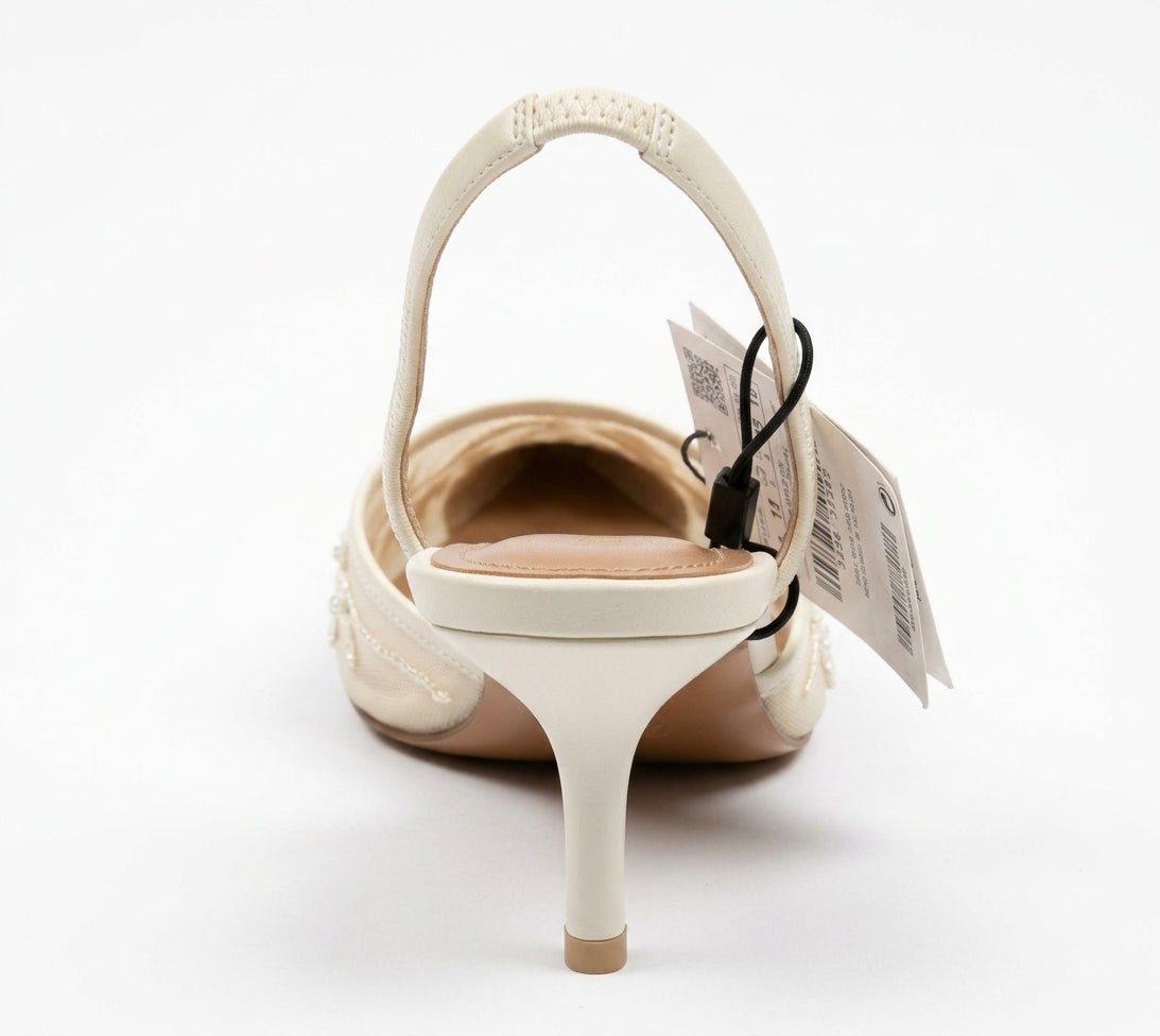 Slingback Zara crème avec broderies florales