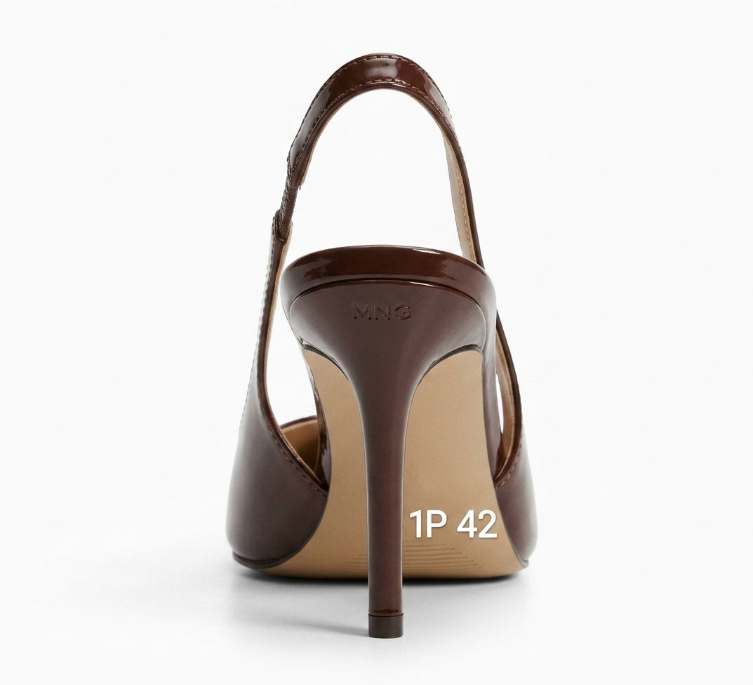 Escarpins slingback marron vernis MNG