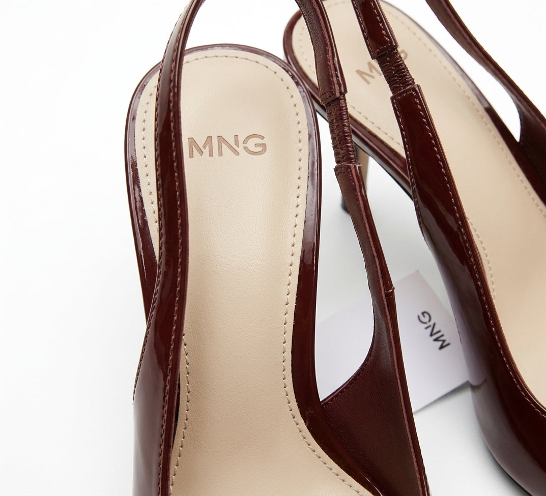 Escarpins slingback marron vernis MNG