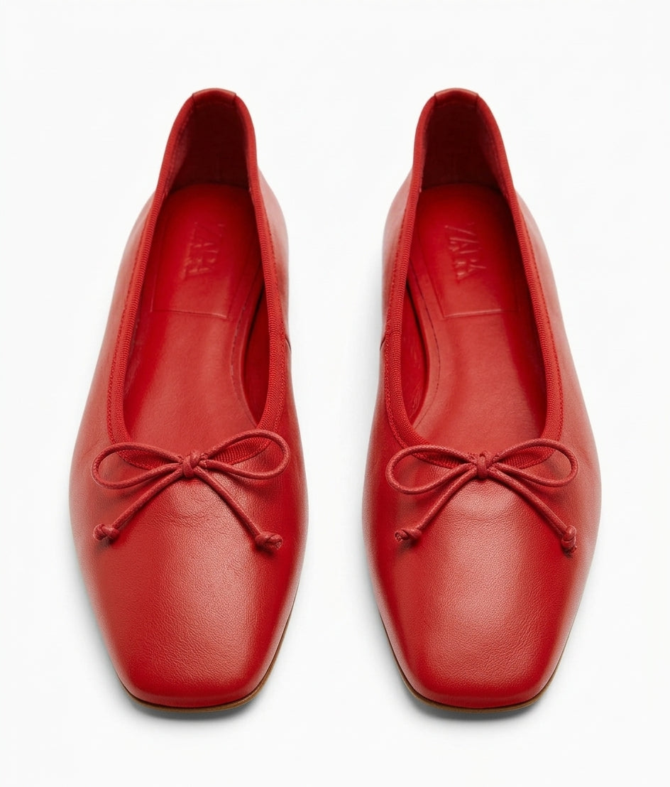 Ballerines rouges avec nœud Zara