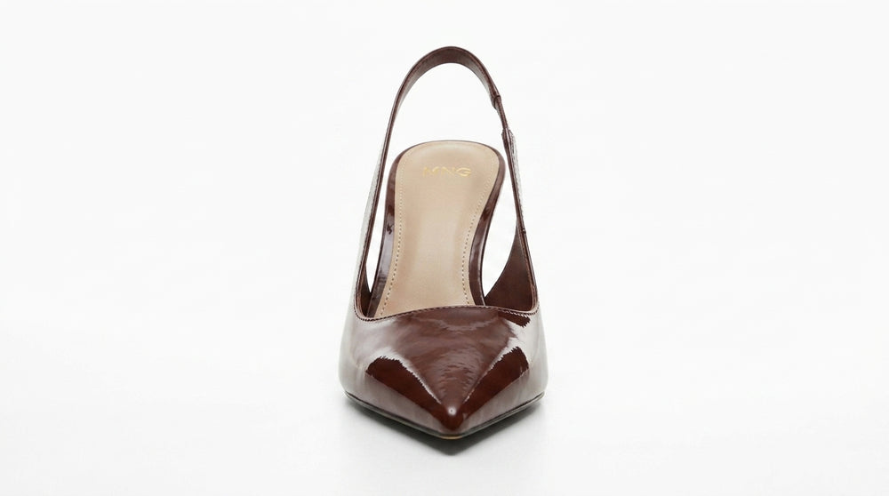 Escarpins slingback marron vernis MNG