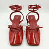 Chaussure plate rouge Zara à bout carré avec brides
