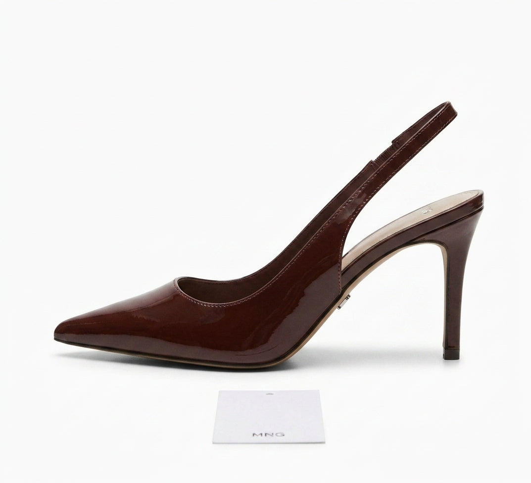 Escarpins slingback marron vernis MNG