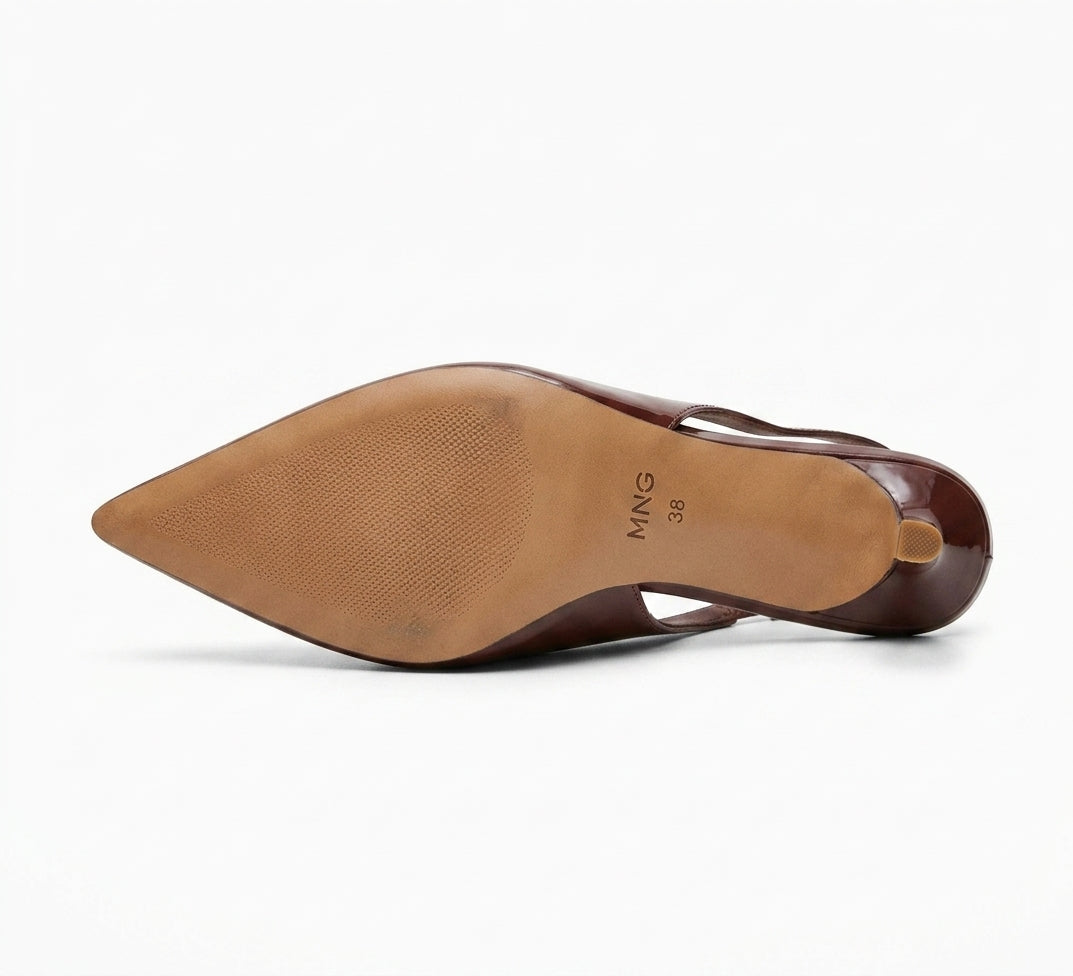 Escarpins slingback marron vernis MNG