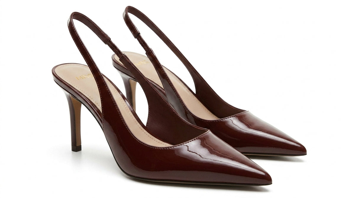 Escarpins slingback marron vernis MNG