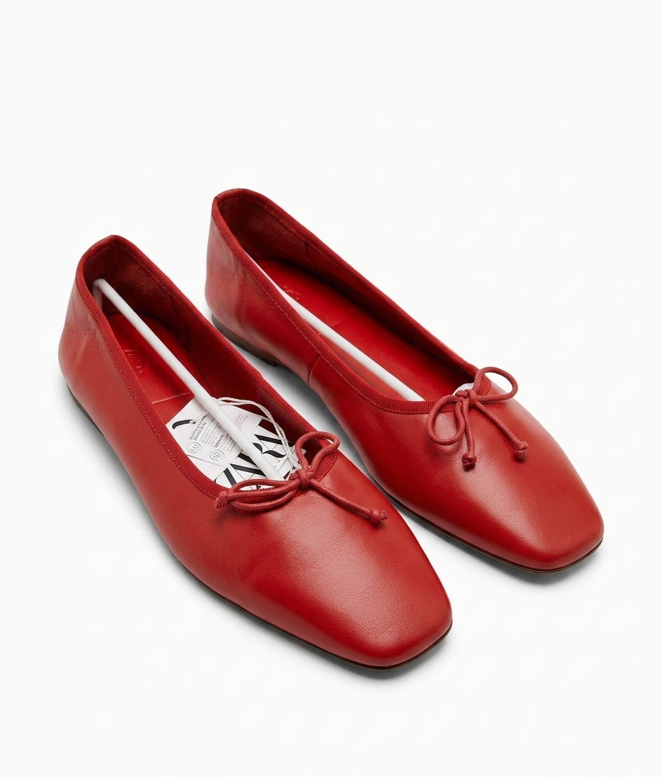 Ballerines rouges avec nœud Zara