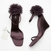 Sandale compensée Zara violette avec fleur à la cheville