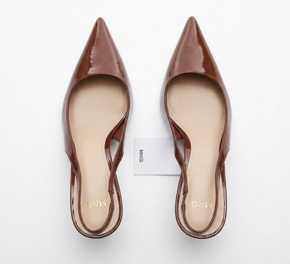 Escarpins slingback marron vernis MNG