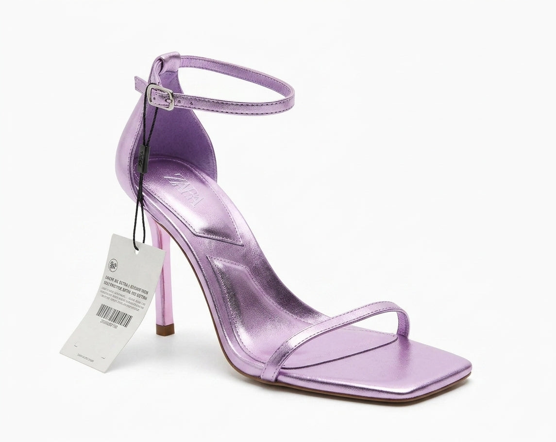 Sandales à talons violet métallisé