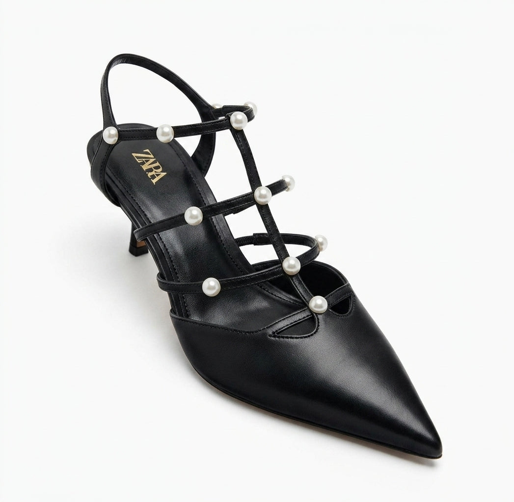 Escarpins noirs Zara avec perles