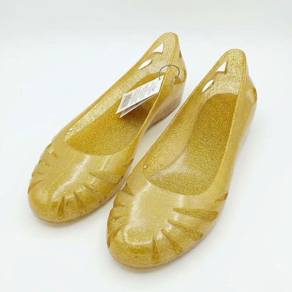 Yellow glitter plastic ballerina flat