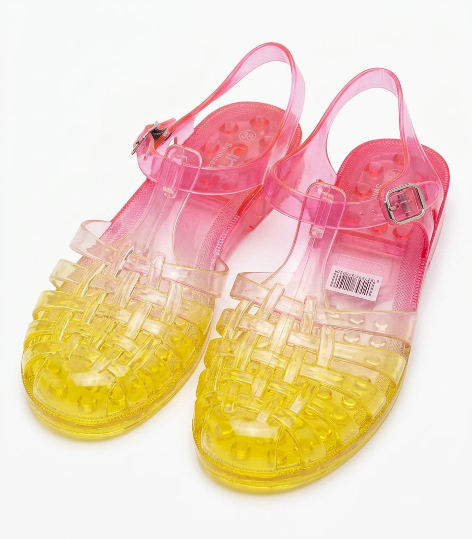 Sandales jelly dégradé rose et jaune