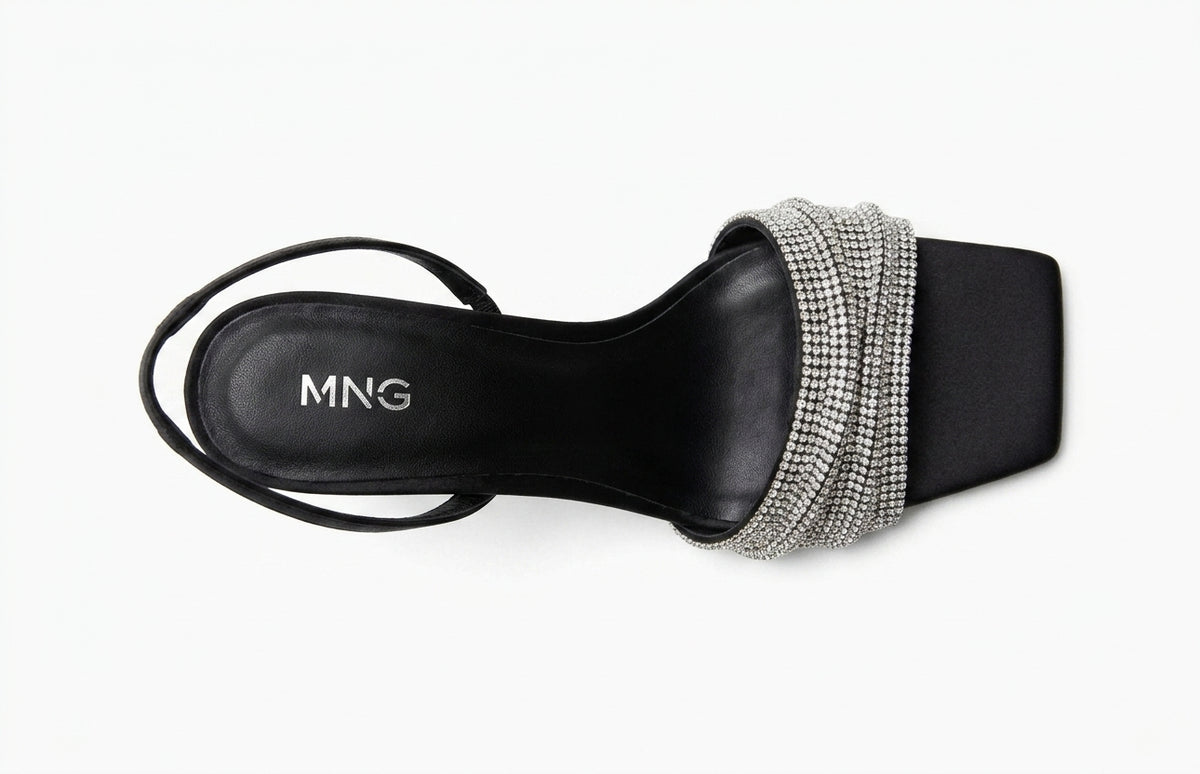Sandales à talons hauts noires avec brides scintillantes MNG