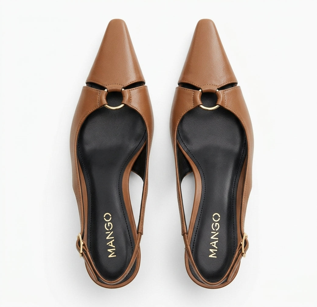 Escarpins slingback marron à bout pointu