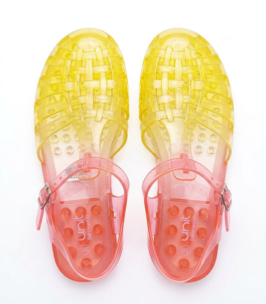 Sandales jelly dégradé rose et jaune